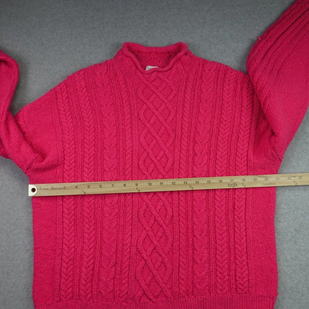 J. Crew Sweater Womens XL Pink Cable Knit Preppy Pullover Mock Neck Chunky